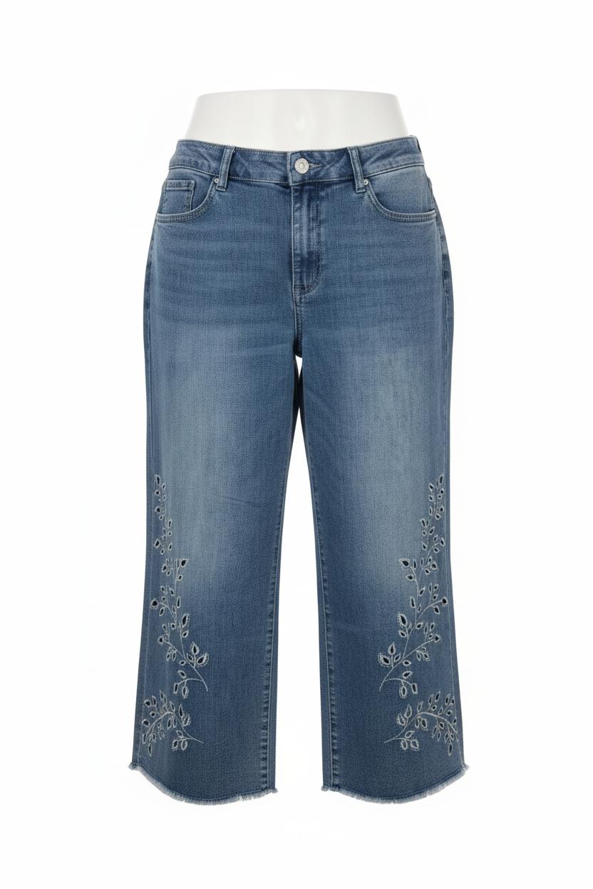 Jeans traforato floreale