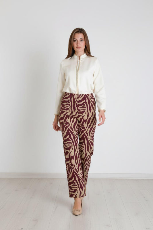 Pantalone a zampa tigrato in dainetto