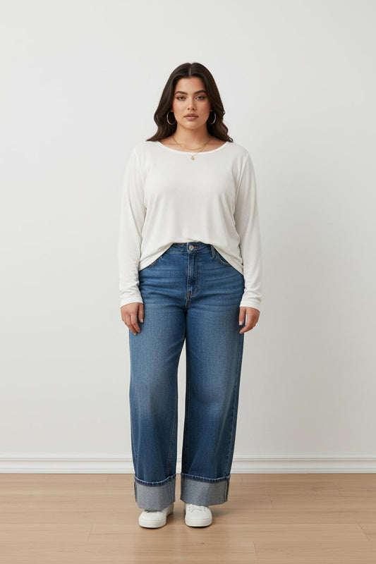 Jeans palazzo piegone