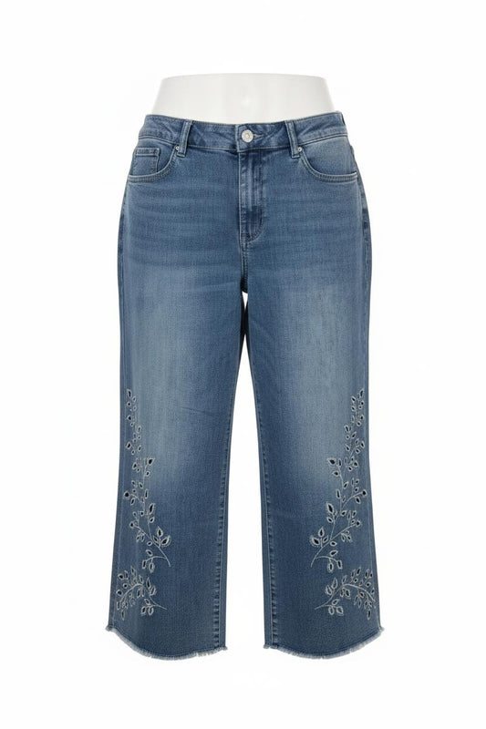 Jeans traforato floreale