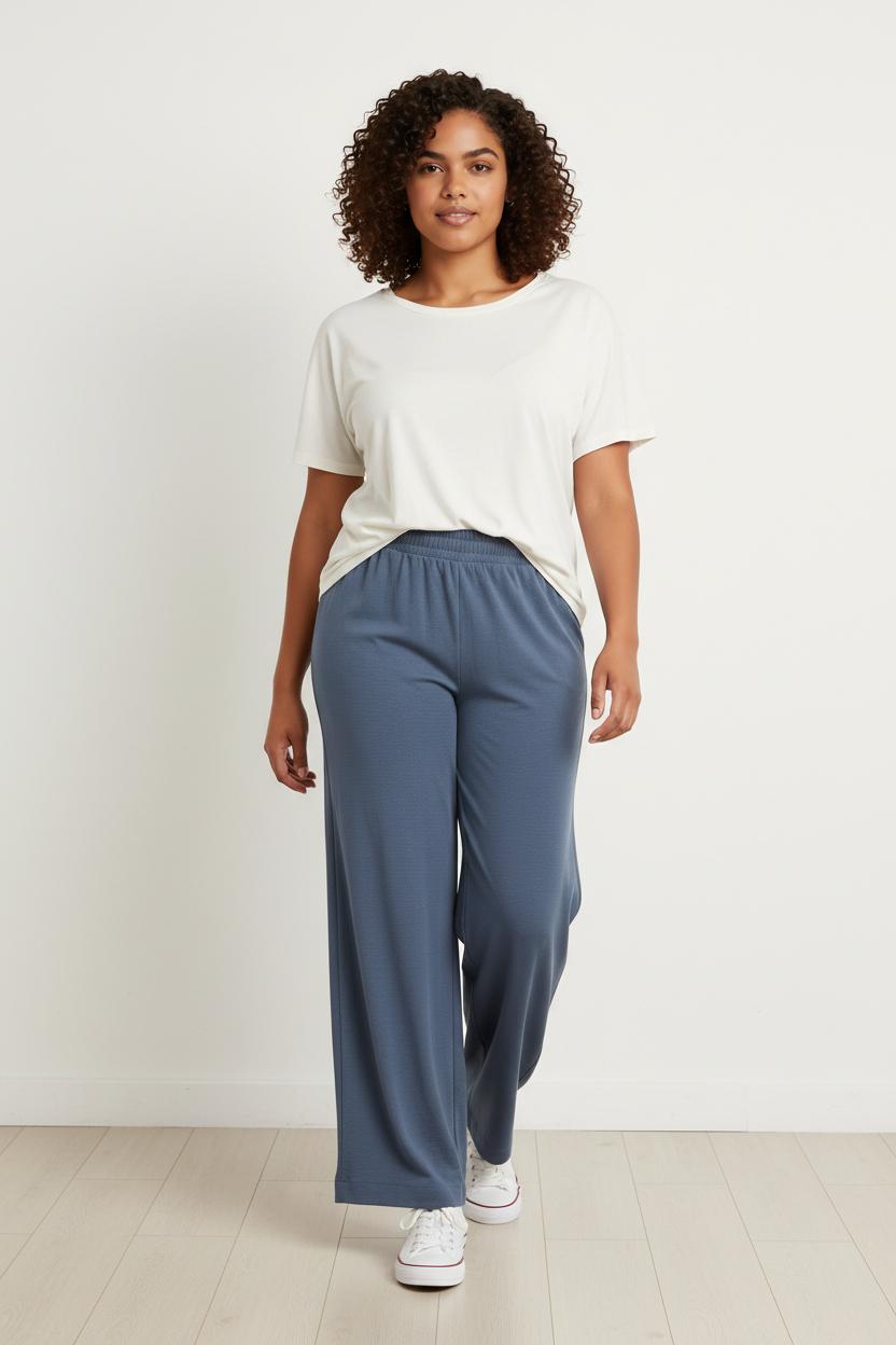 Pantalone largo goffrato