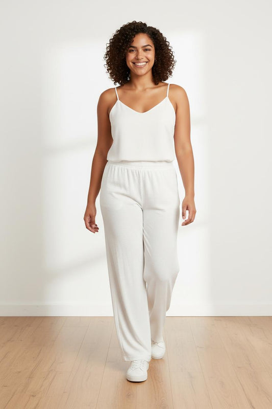 Pantalone largo goffrato