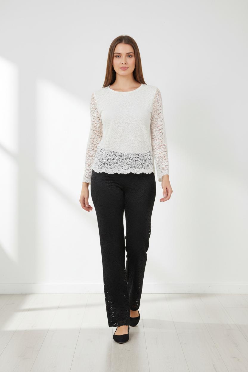 Completo in pizzo bianco/nero