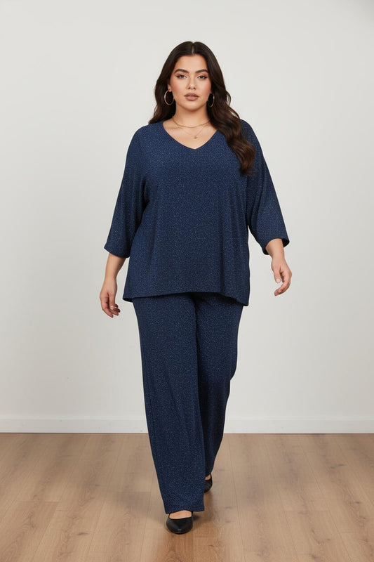Completo in lurex blu