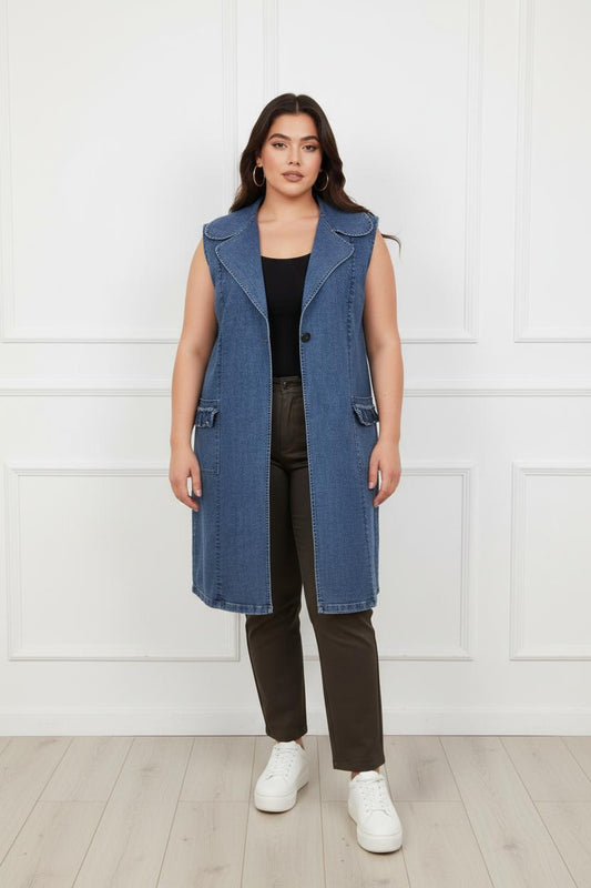 Gilet lungo jeans