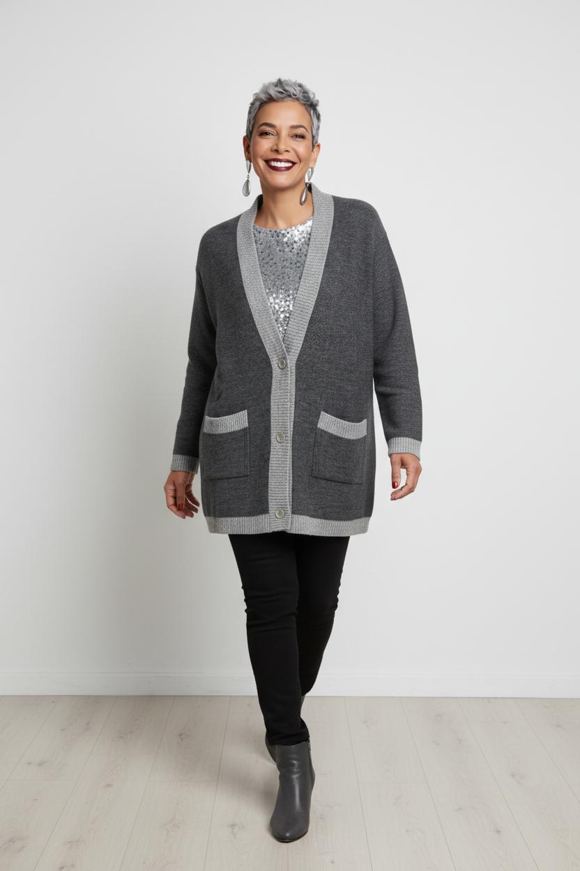 Cardigan lungo bicolore