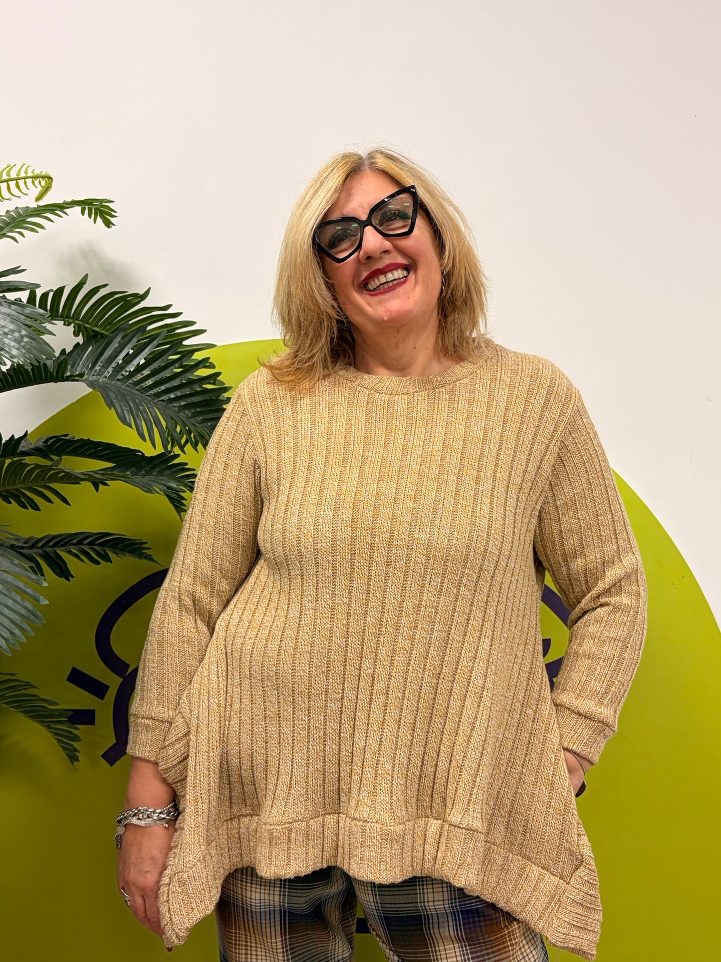 Maglione coste punte laterali