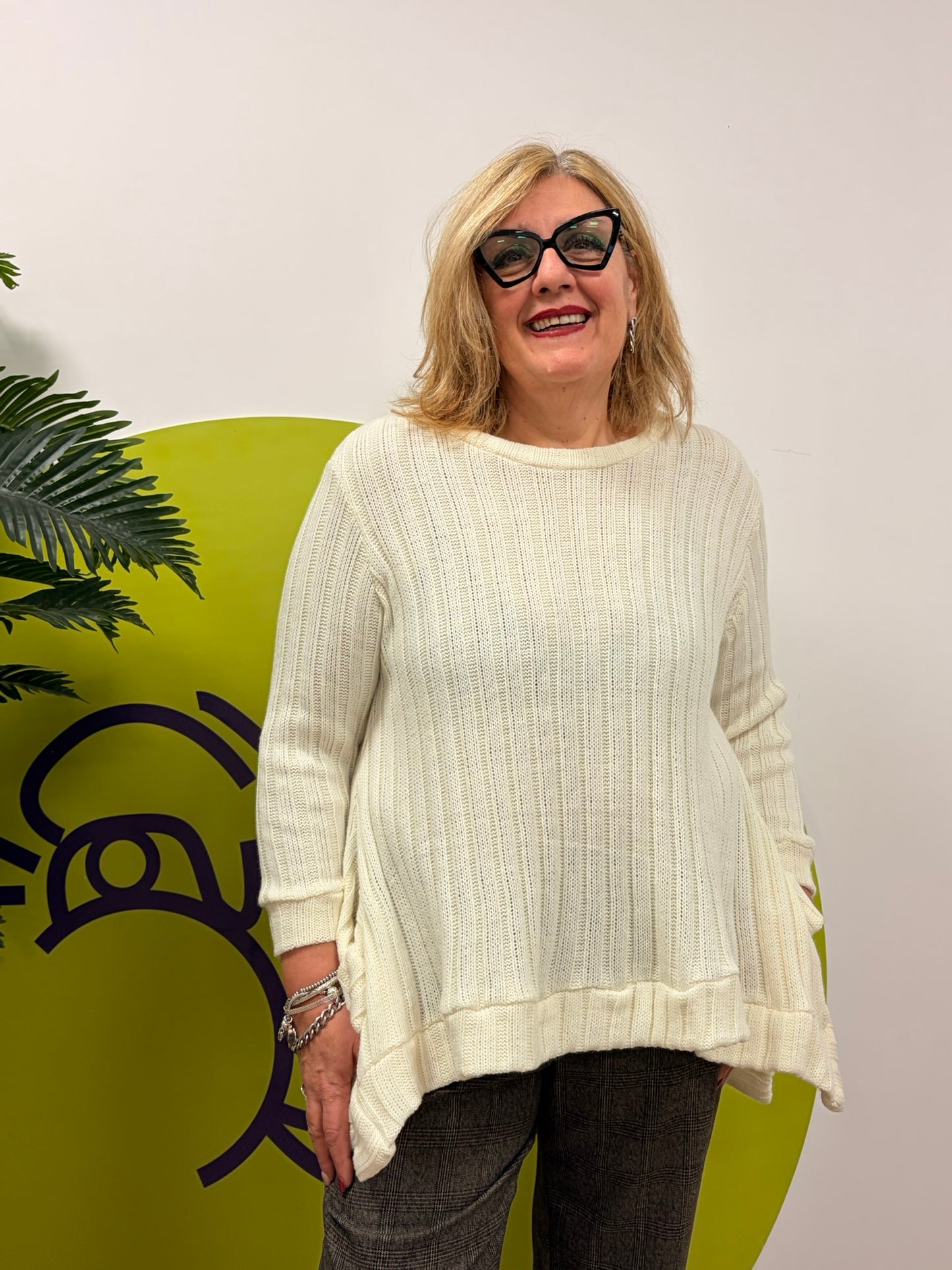 Maglione coste punte laterali