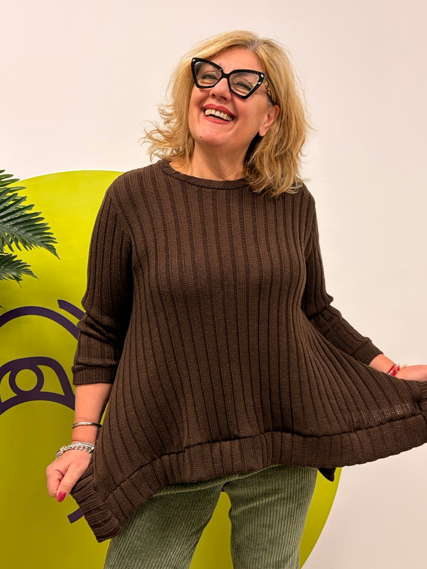 Maglione coste punte laterali