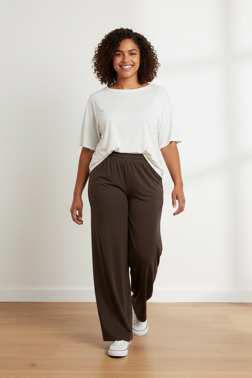 Pantalone largo goffrato