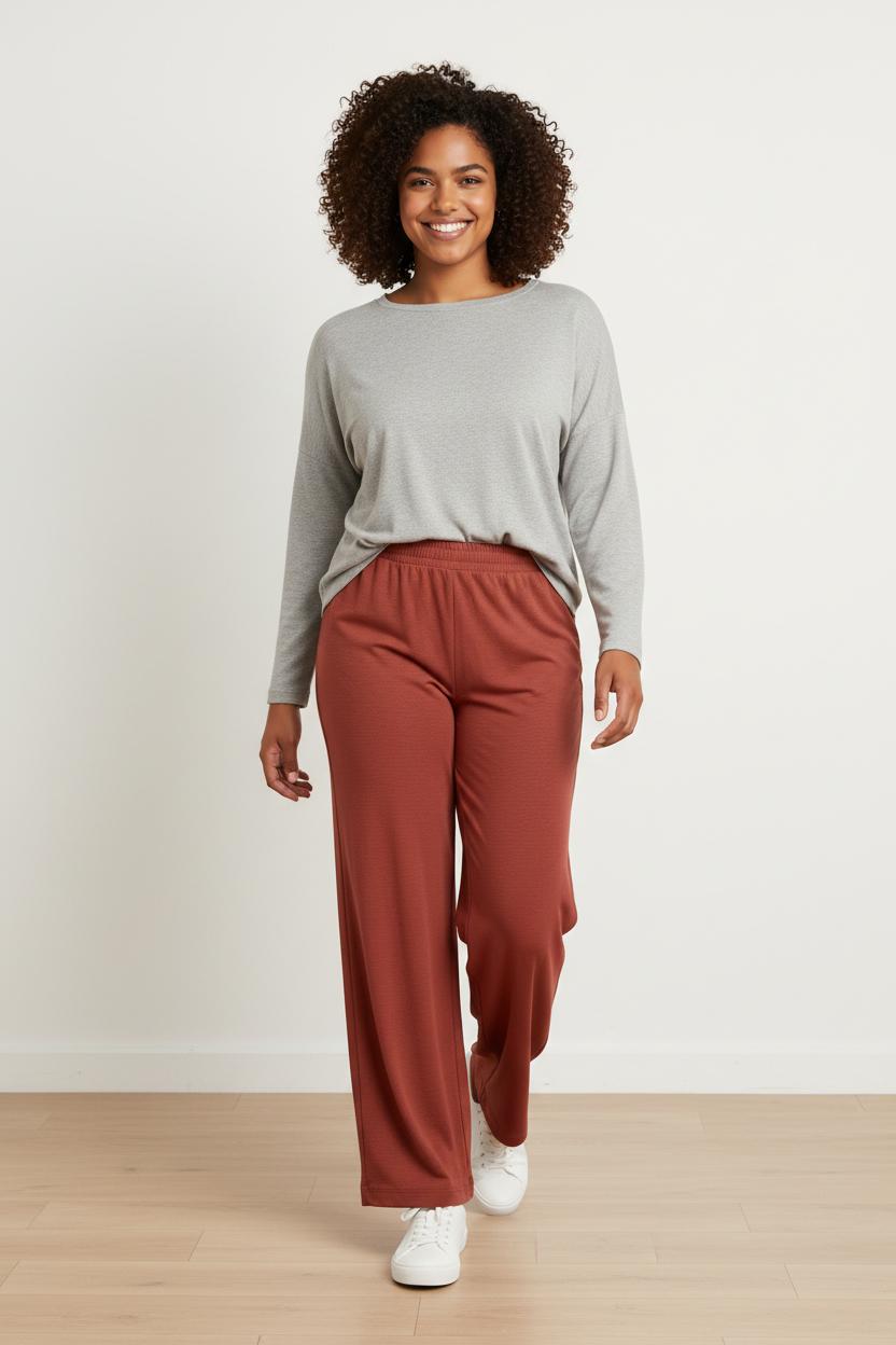 Pantalone largo goffrato