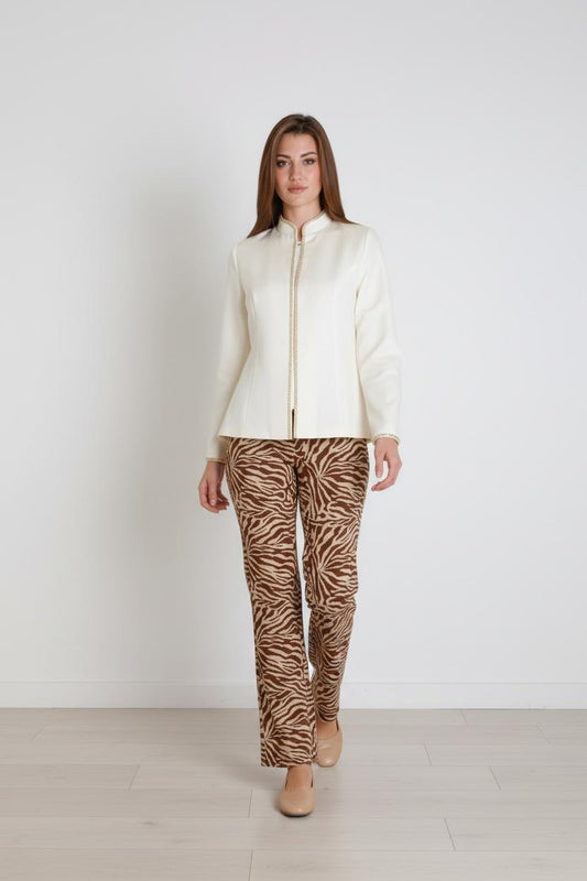 Pantalone a zampa tigrato in dainetto