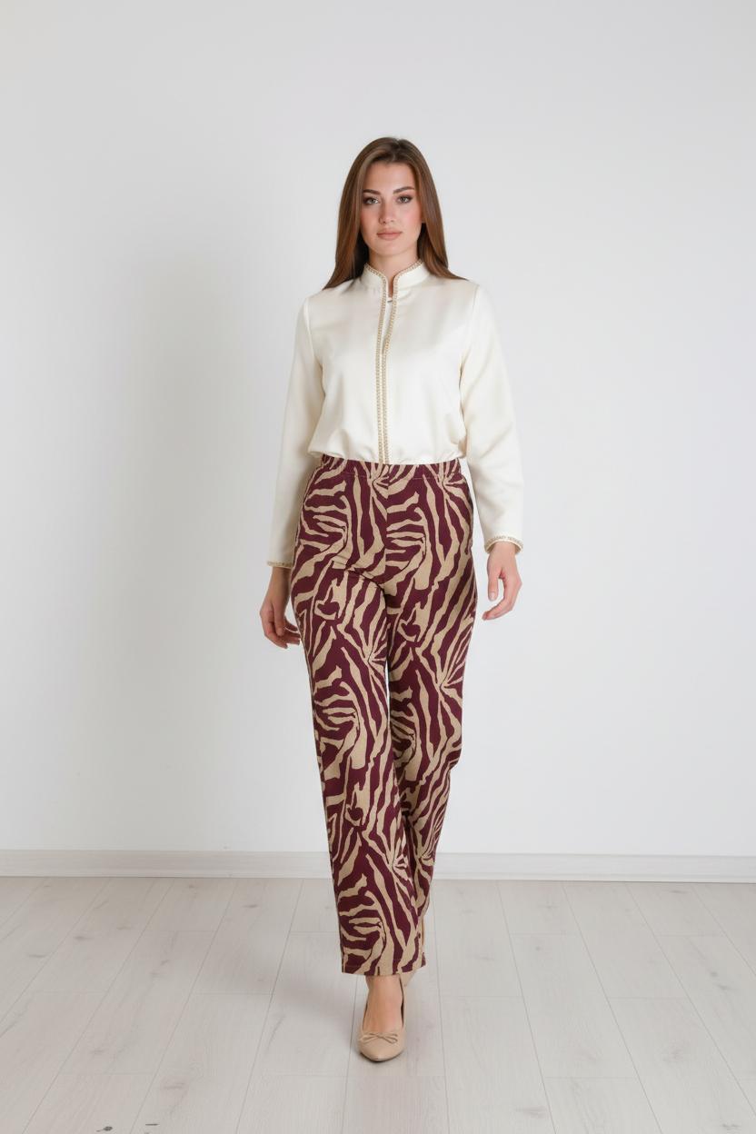 Pantalone a zampa tigrato in dainetto