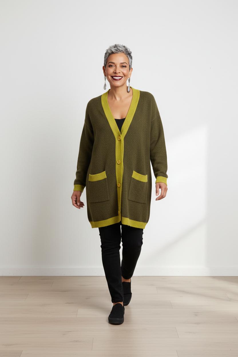 Cardigan lungo bicolore