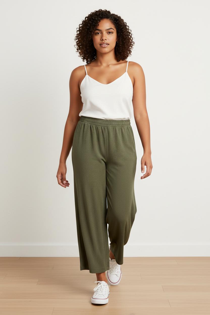 Pantalone largo goffrato