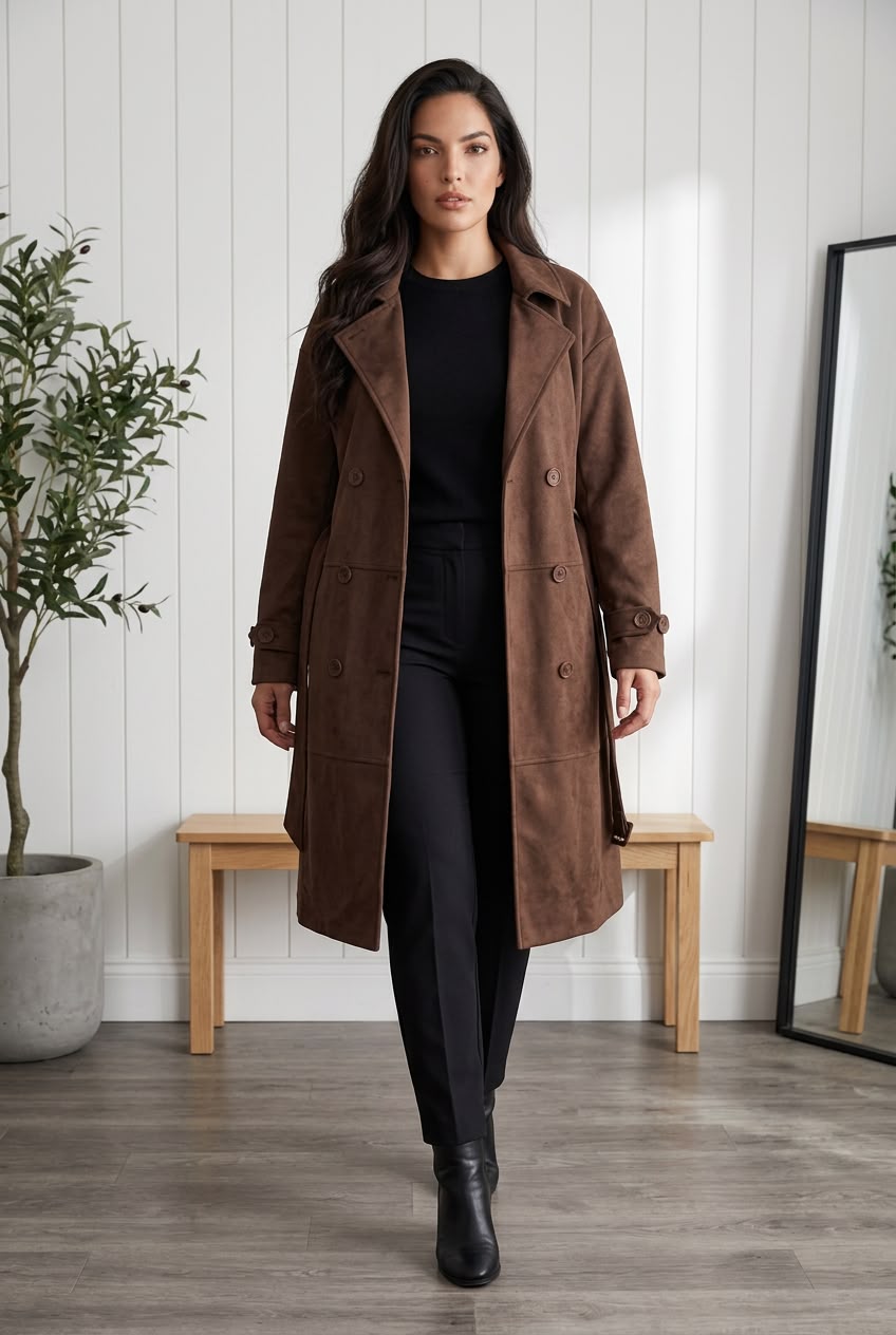 Cappotto doppiopetto scamosciato