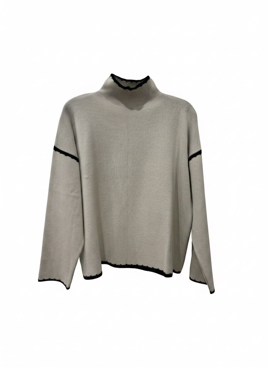 Maglia collo alto bicolore
