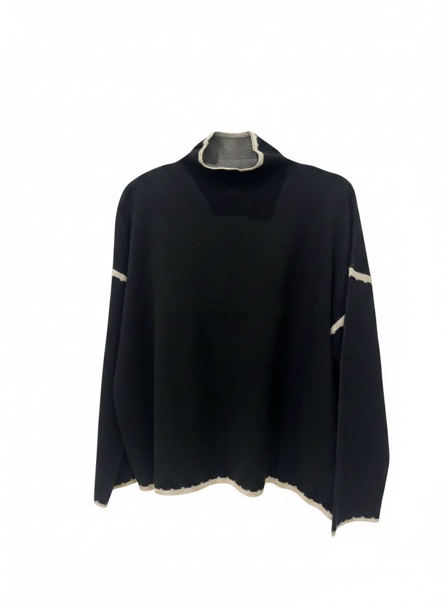 Maglia collo alto bicolore