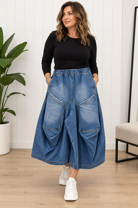 Denim Harem Pocket Pants