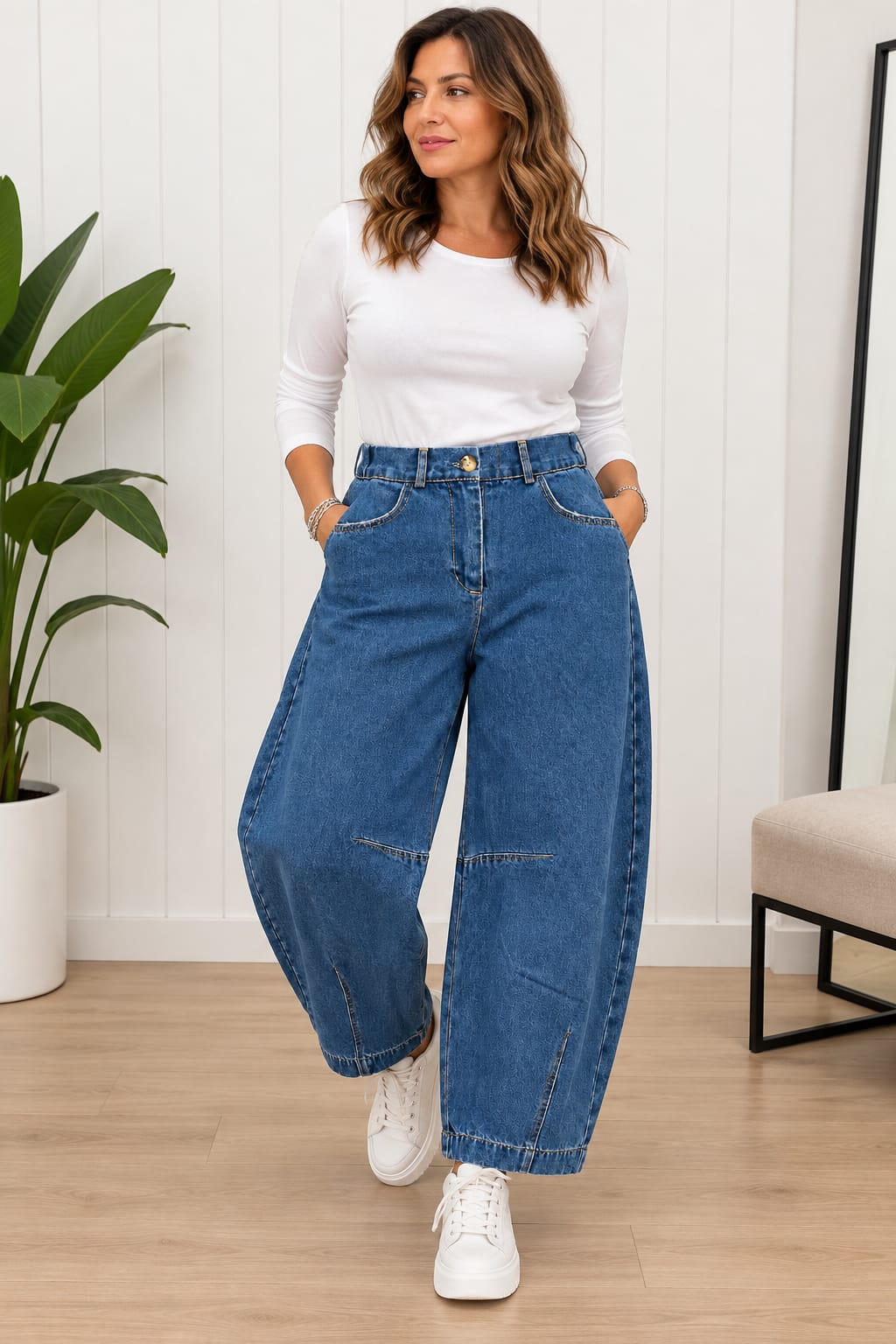 Longline Barrel Jeans