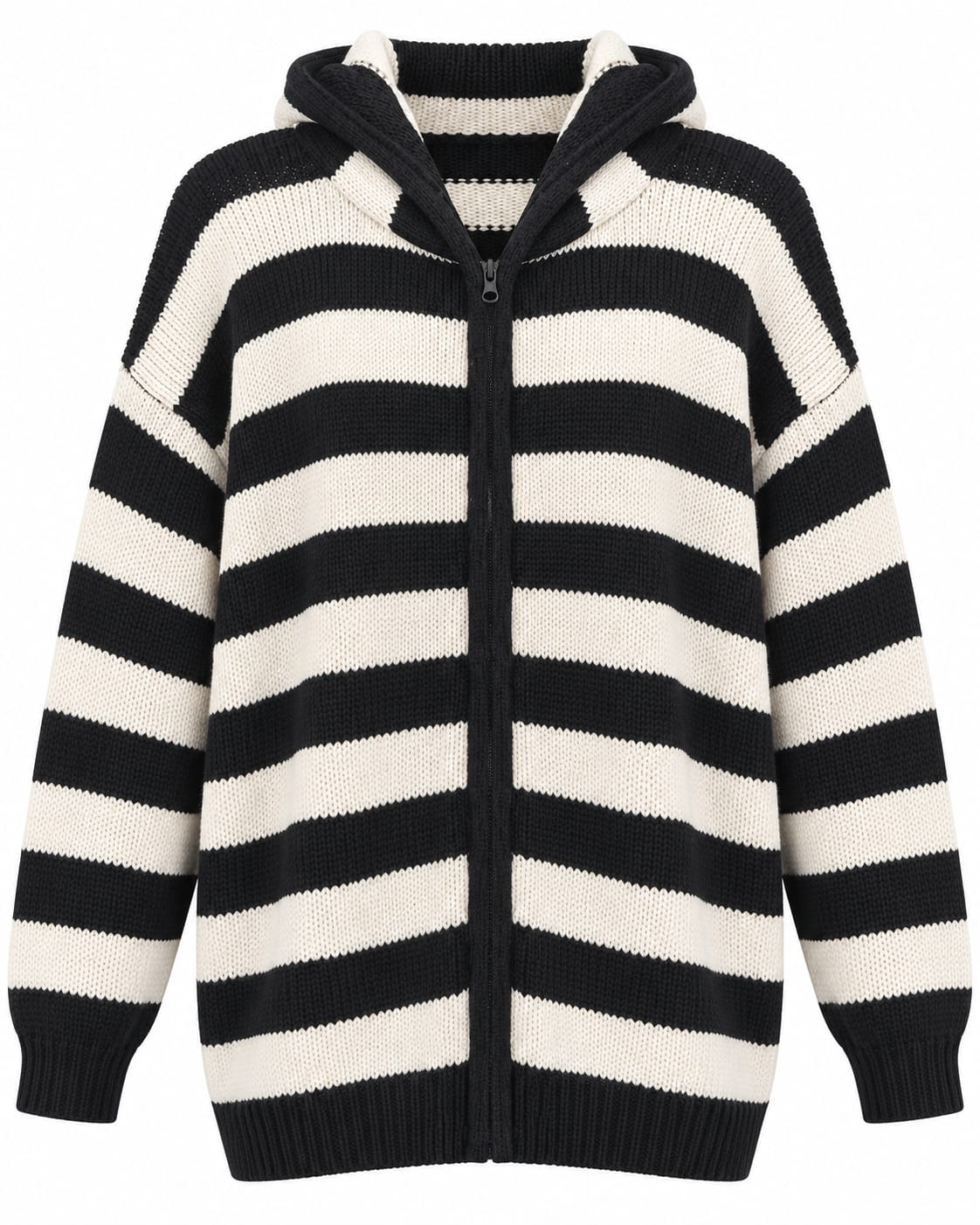 Giacca Rigata Zip e Cappuccio