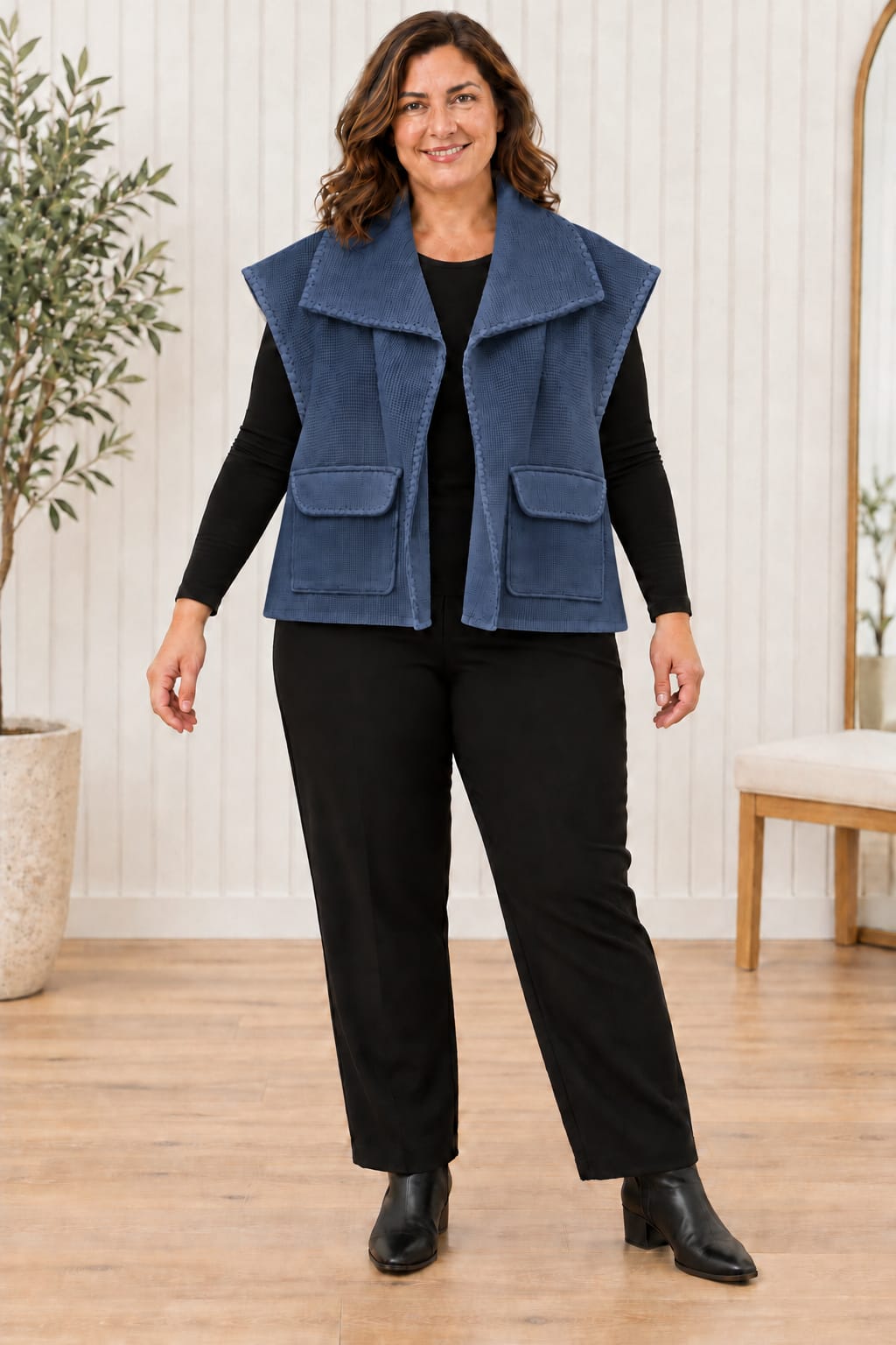 Gilet con Tasche e Punto Ventaglio