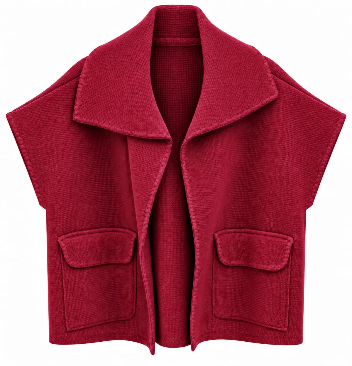 Gilet con Tasche e Punto Ventaglio