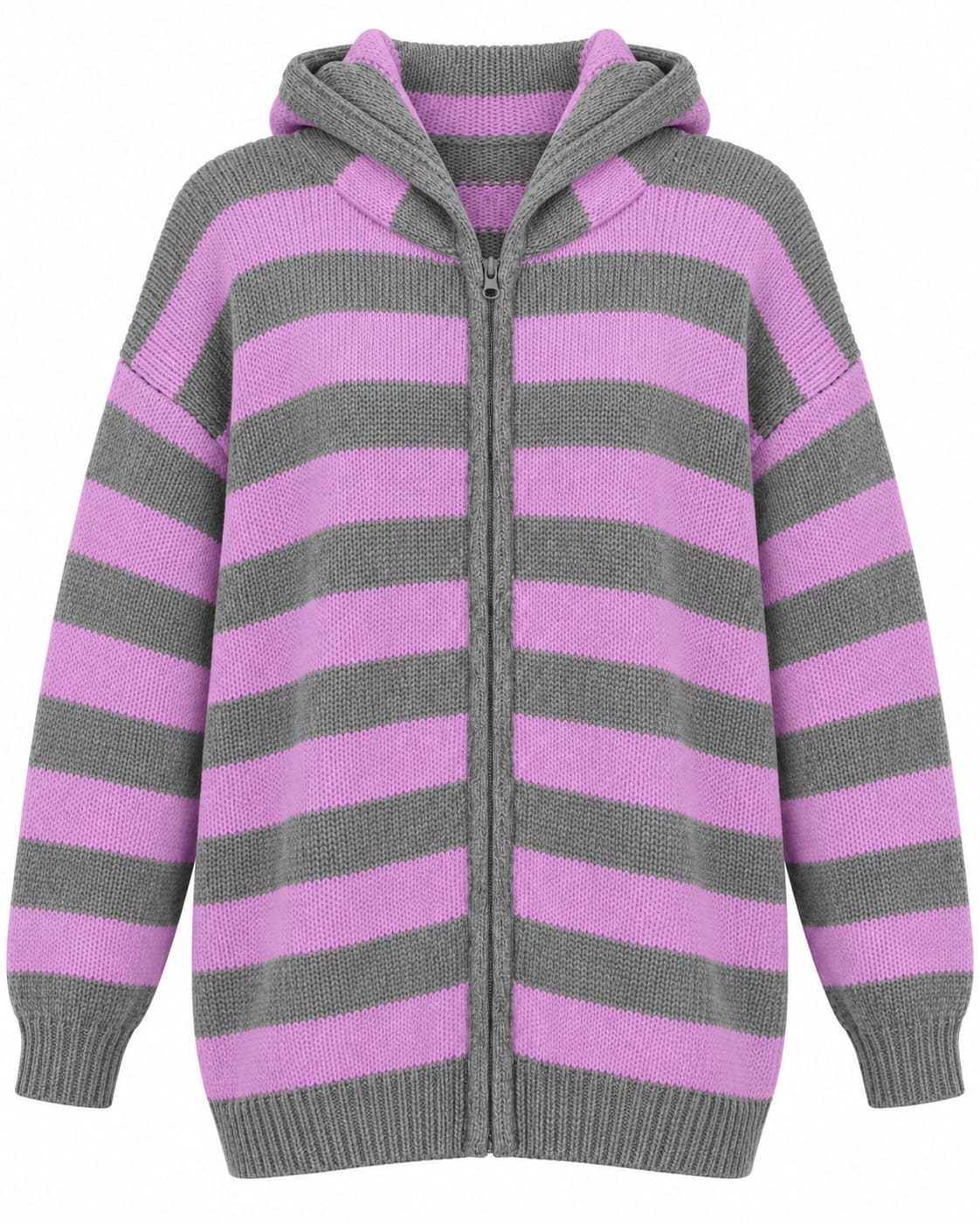 Giacca Rigata Zip e Cappuccio