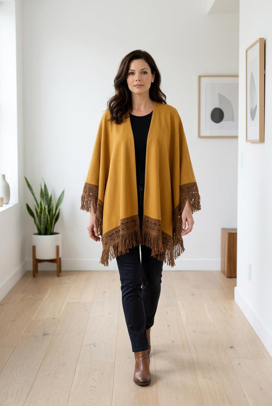 Mantella Donna in Alcantara con Frange – Mantella Elegante Morbida