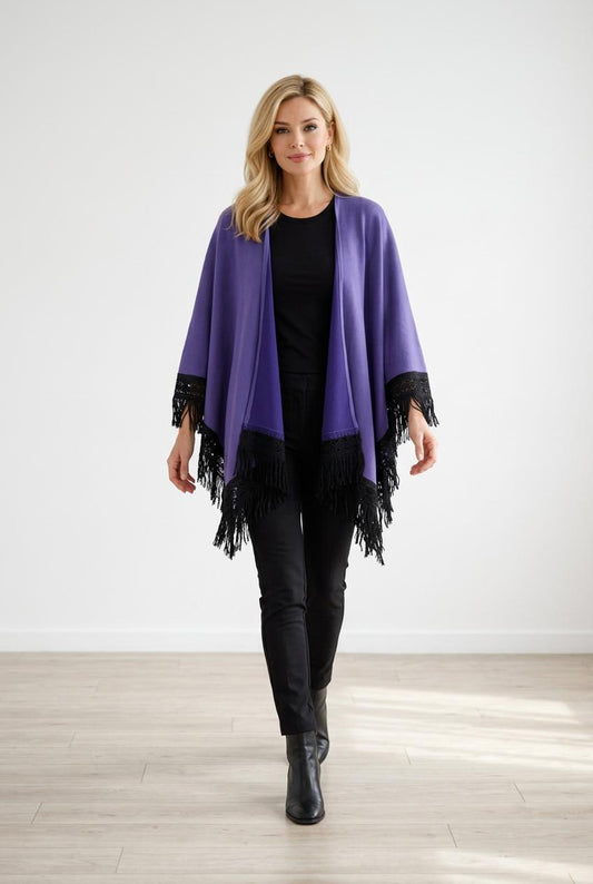 Mantella Donna in Alcantara con Frange – Mantella Elegante Morbida