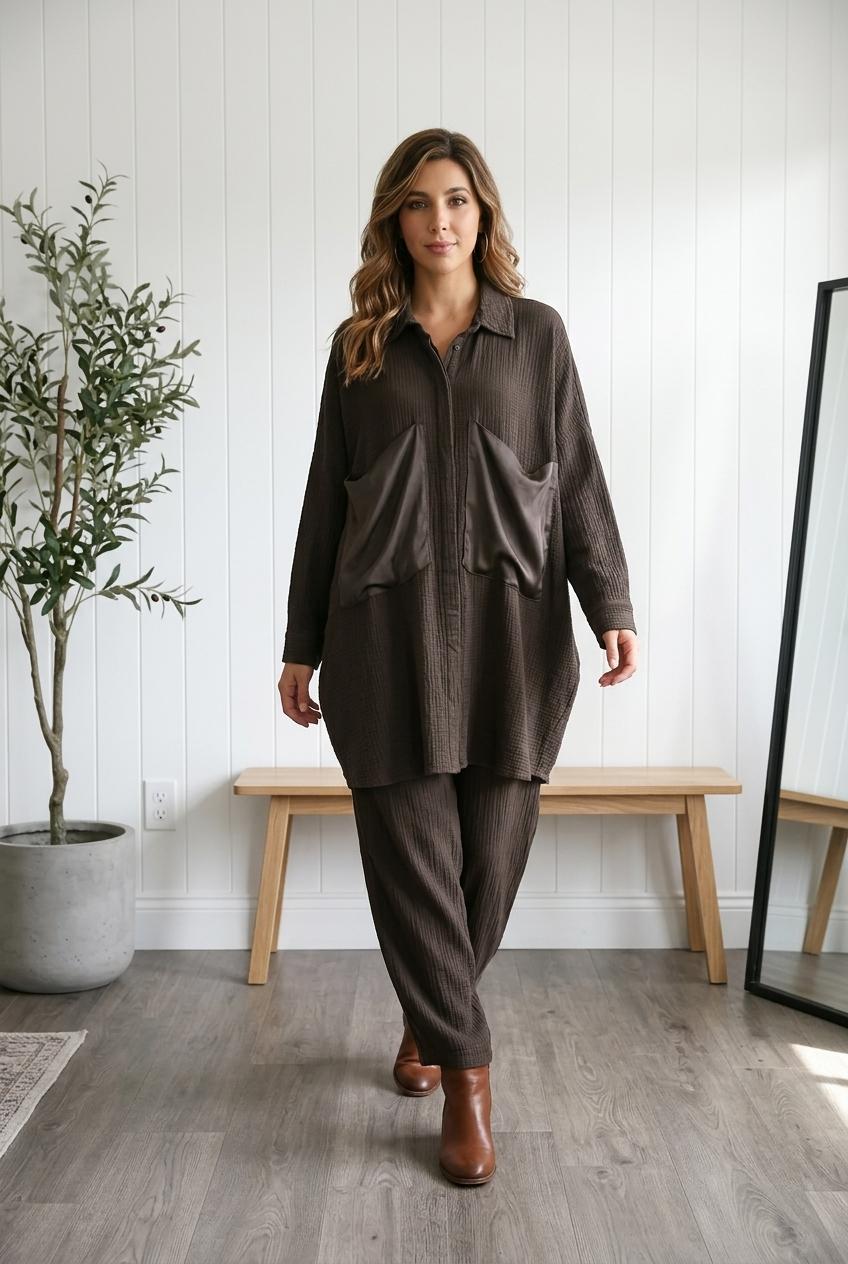 Camicia tasche raso