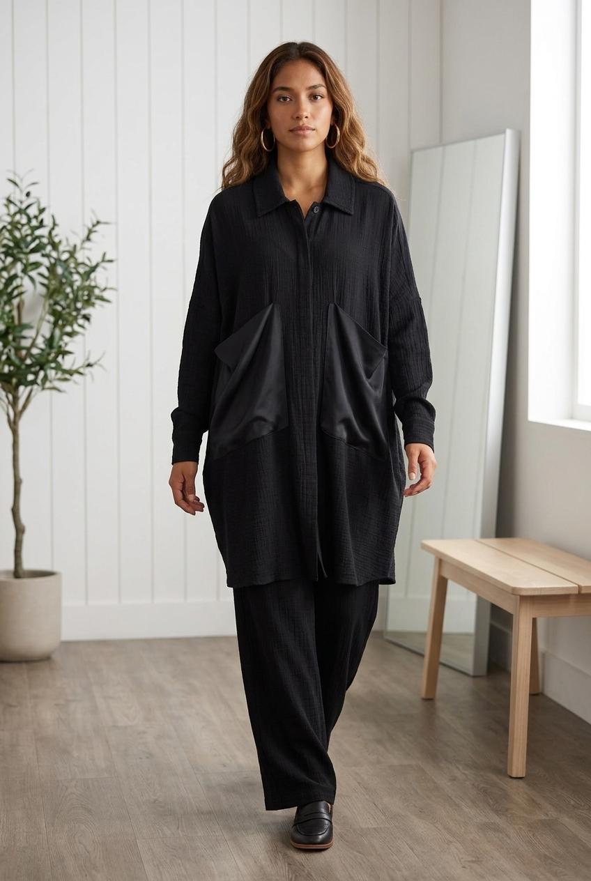 Camicia tasche raso