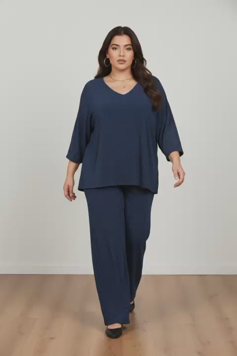 Completo in lurex blu
