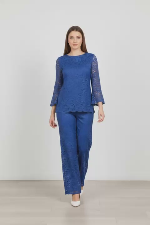 Completo in pizzo bluette
